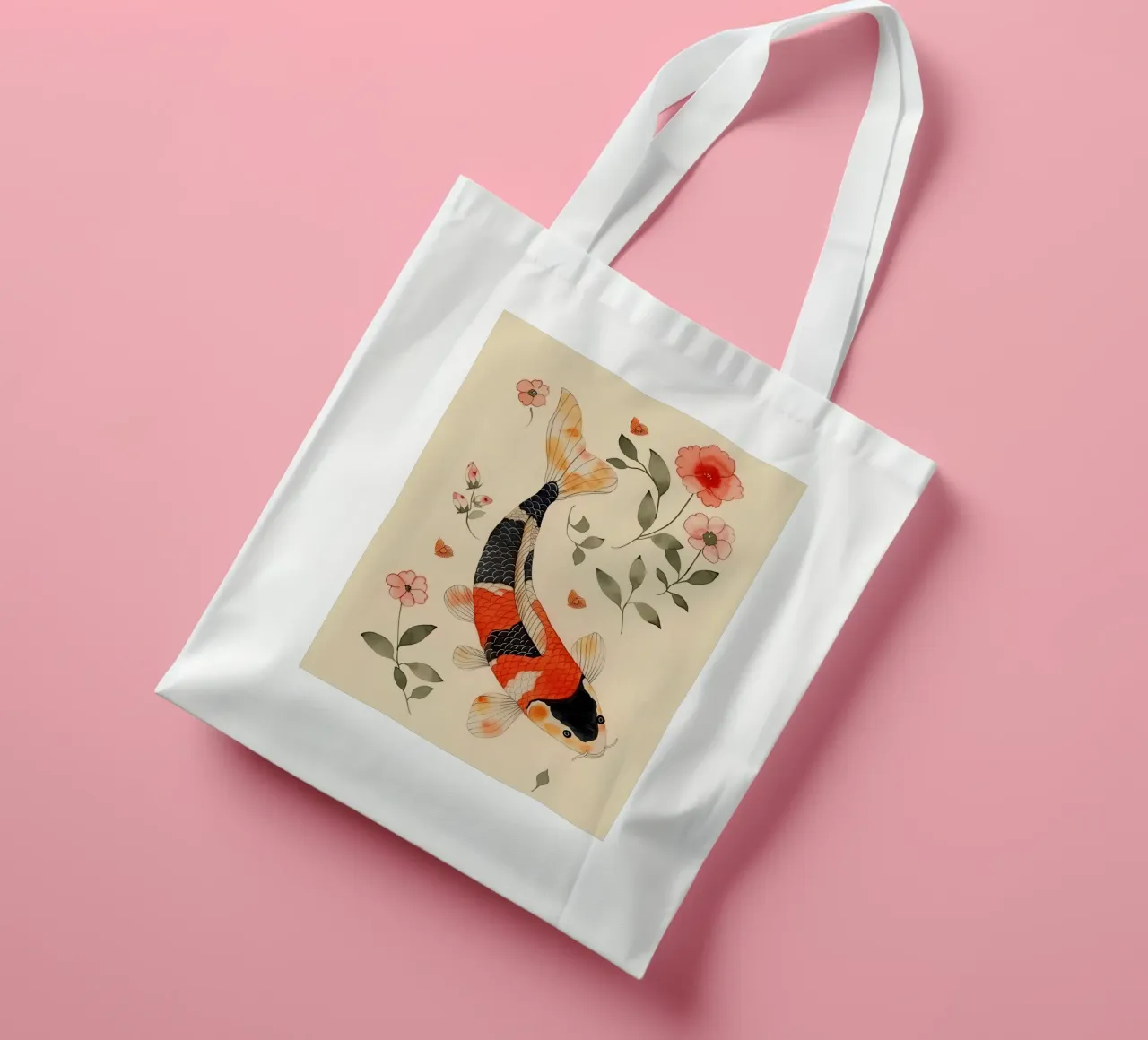 Koi Carp with Delicate Flowers tote bag by DaarbyN