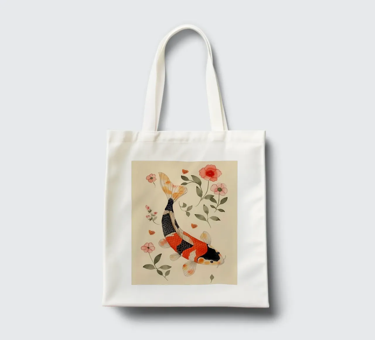 Koi Carp with Delicate Flowers tote bag by DaarbyN