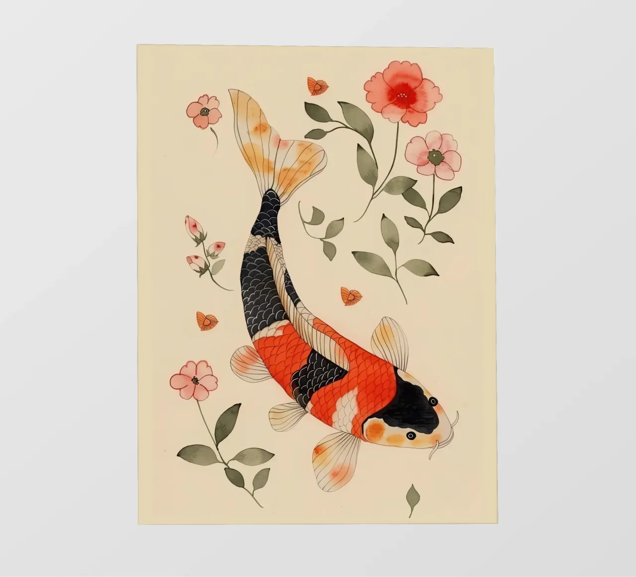 Koi Karpfen mit zarten Blumen Backlit Folie von DaarbyN