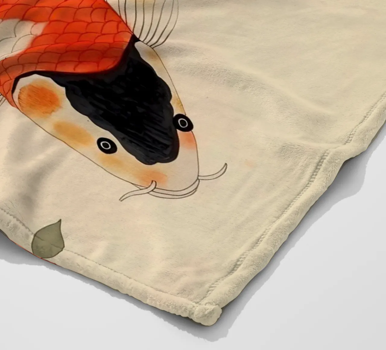 Koi Carp with Delicate Flowers fleece blanket by DaarbyN