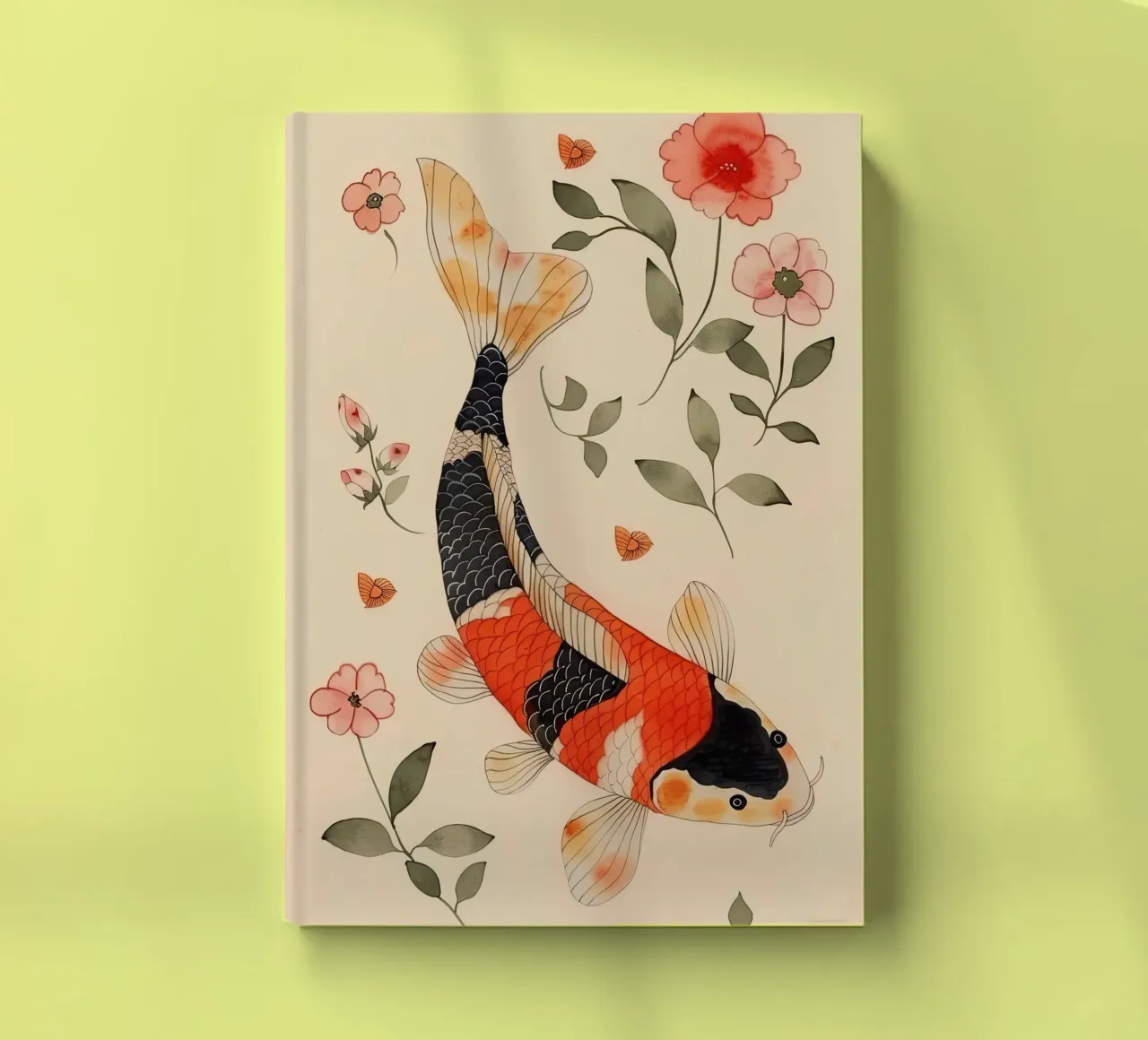Carpe Koï avec fleurs délicates carnet de notes de DaarbyN