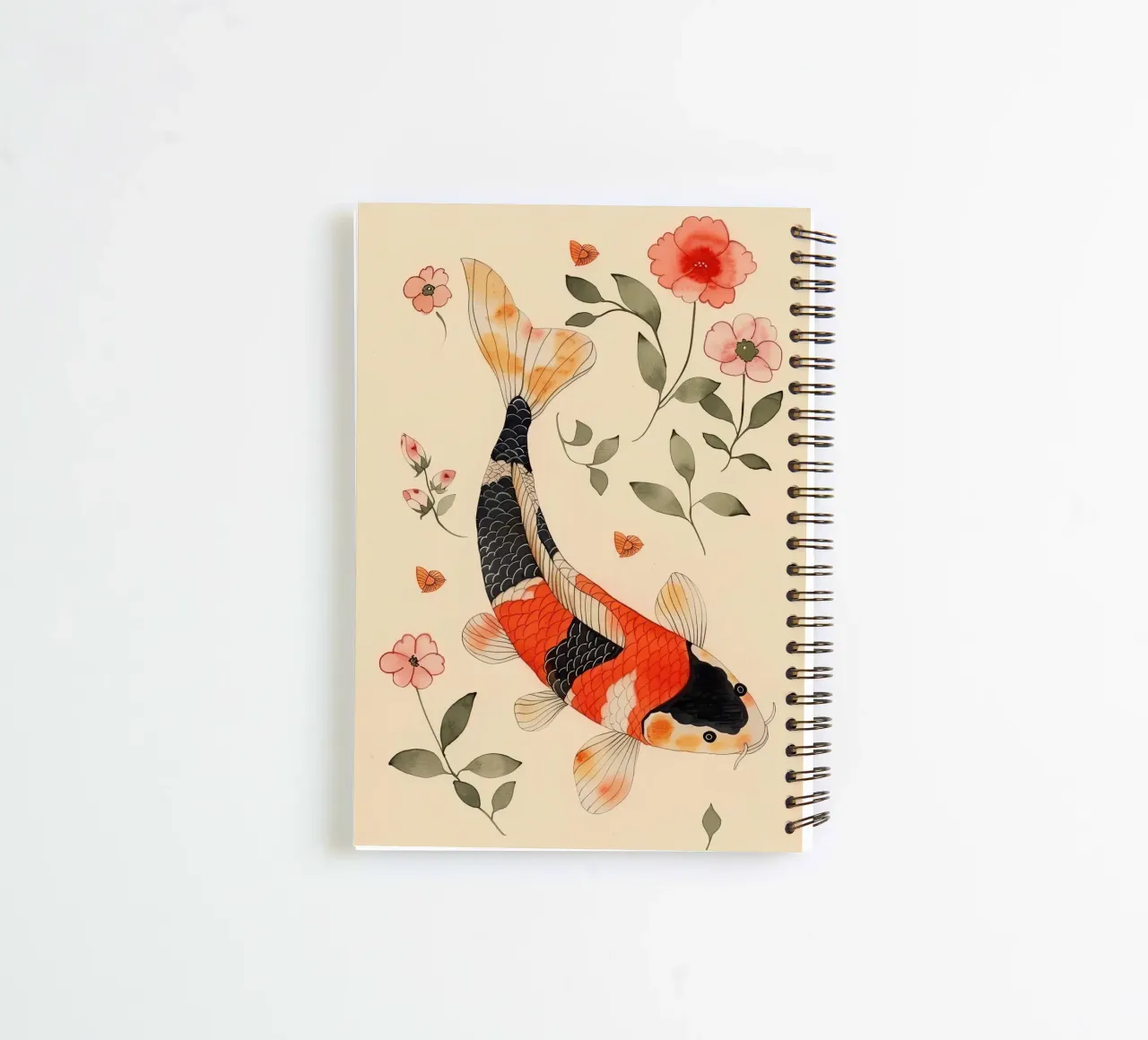 Koi Carp with Delicate Flowers spiral notebook by DaarbyN