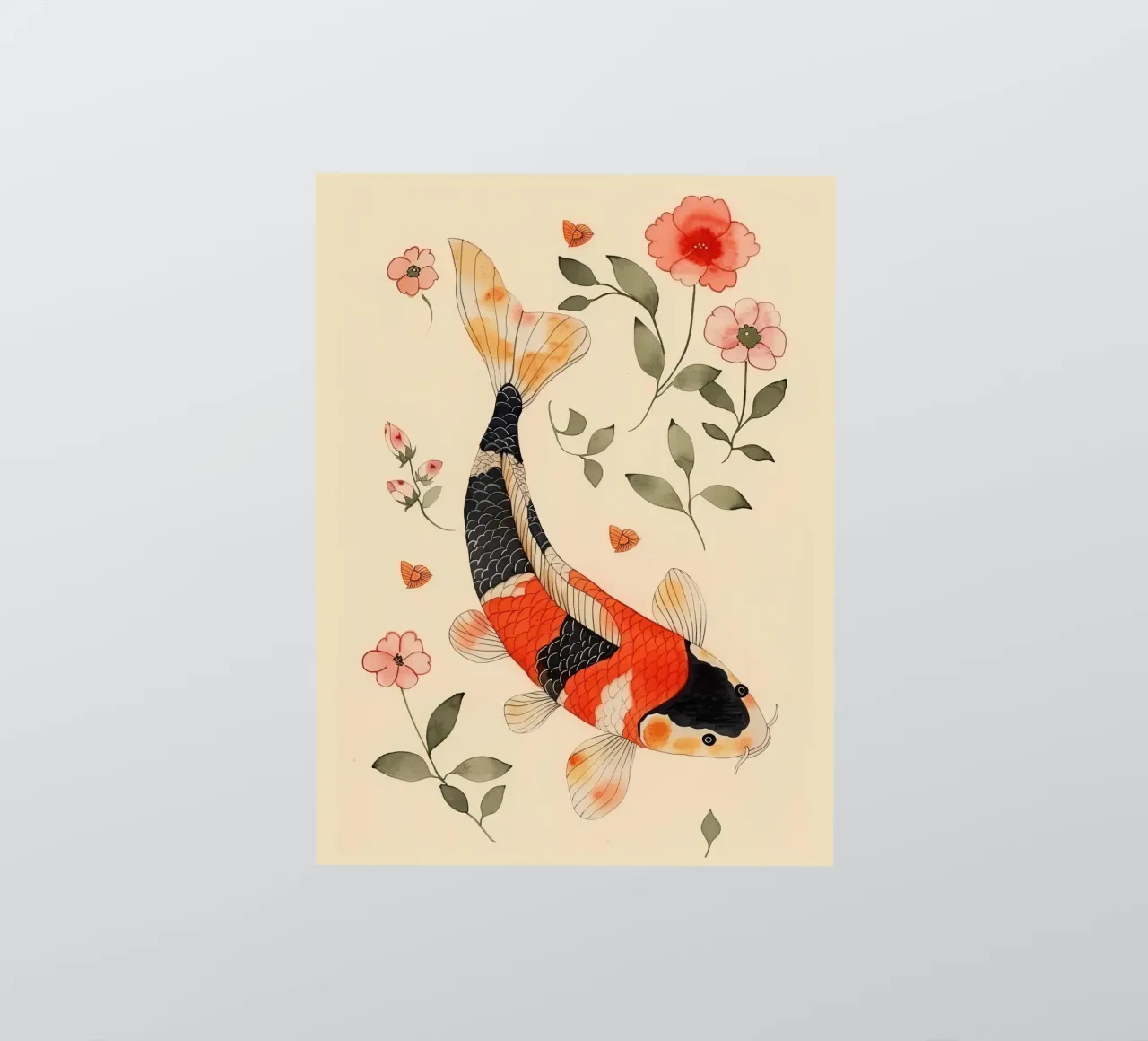 Koi Karpfen mit zarten Blumen Sticker von DaarbyN