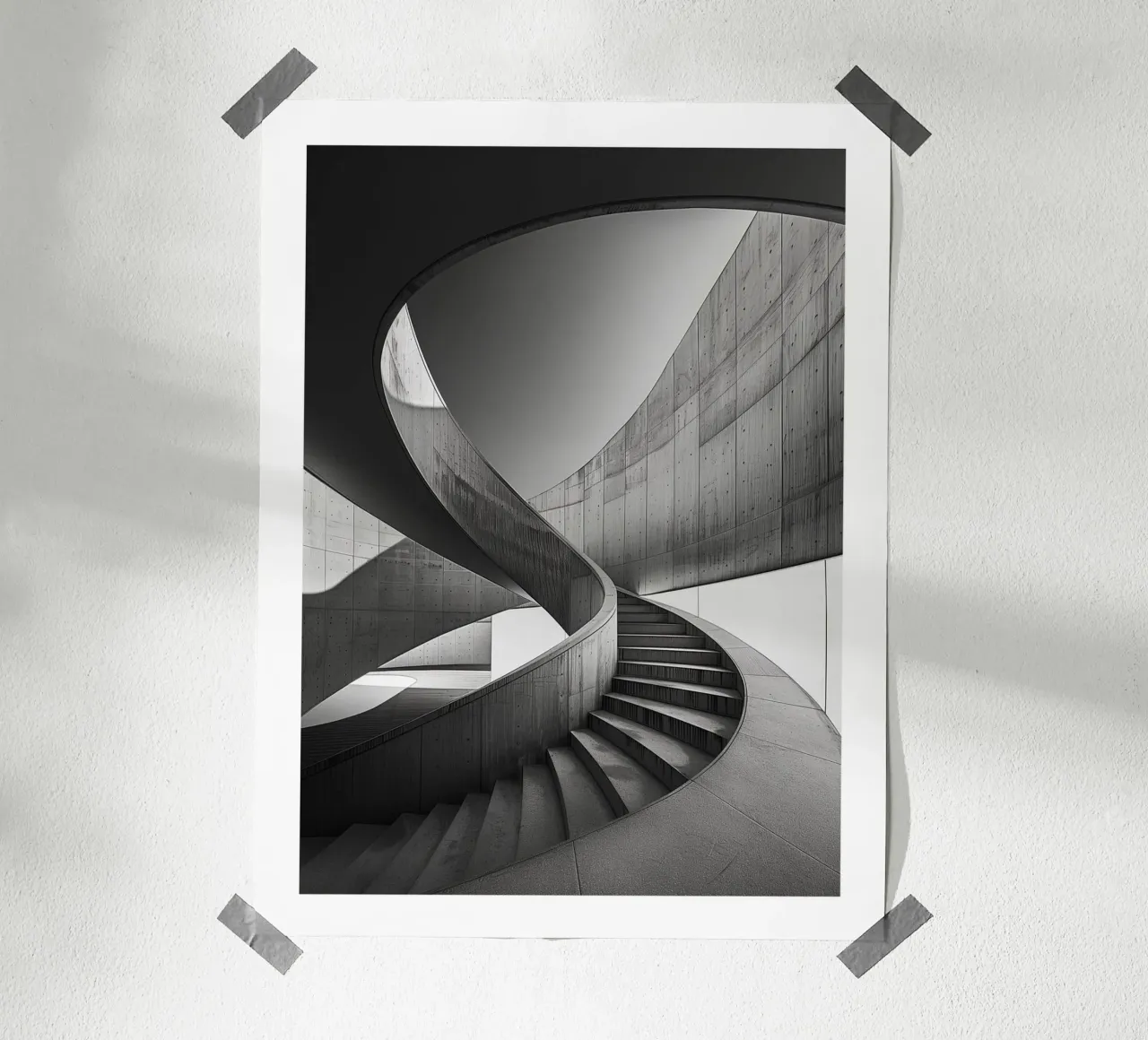 Scala a chiocciola contemporanea carta hahnemühle da Monochrome
