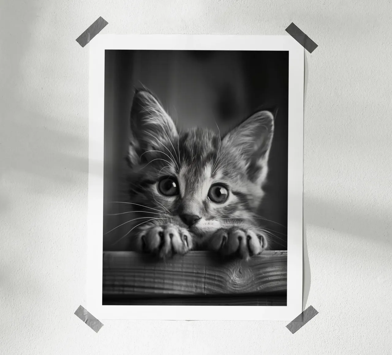 Primo piano di un gattino giocherellone carta hahnemühle da Monochrome