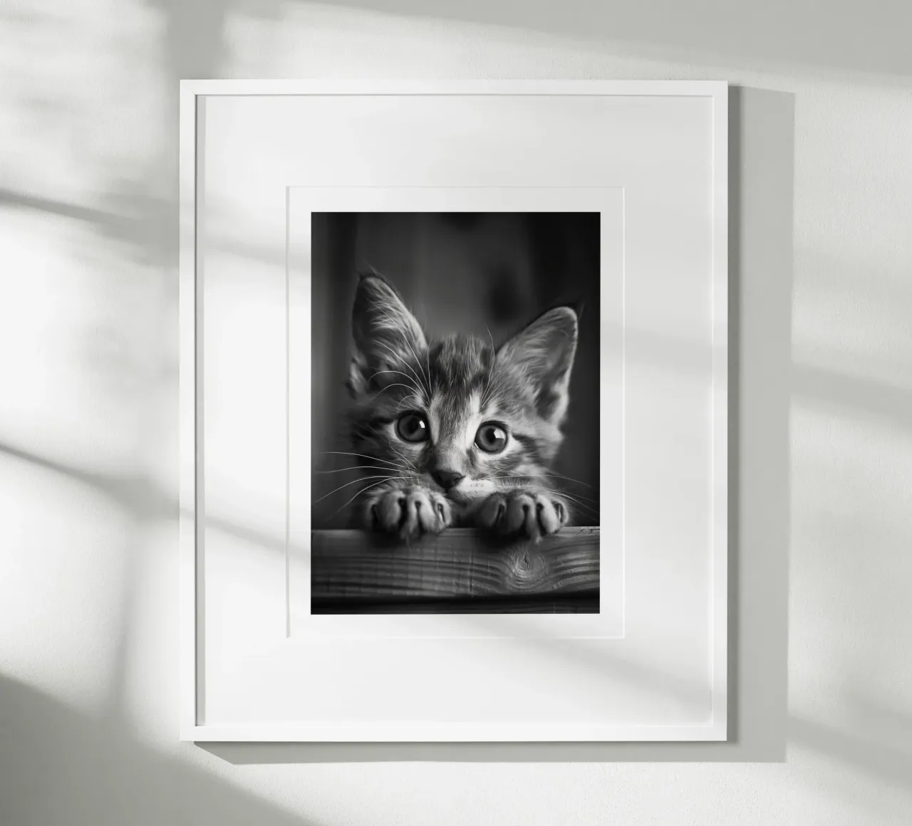 Primo piano di un gattino giocherellone carta hahnemühle da Monochrome