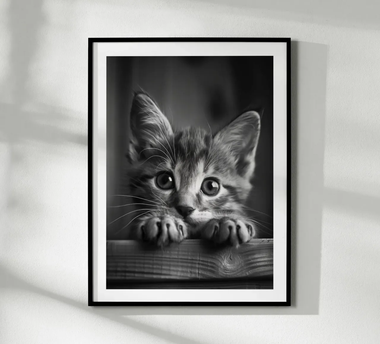 Primo piano di un gattino giocherellone carta hahnemühle da Monochrome