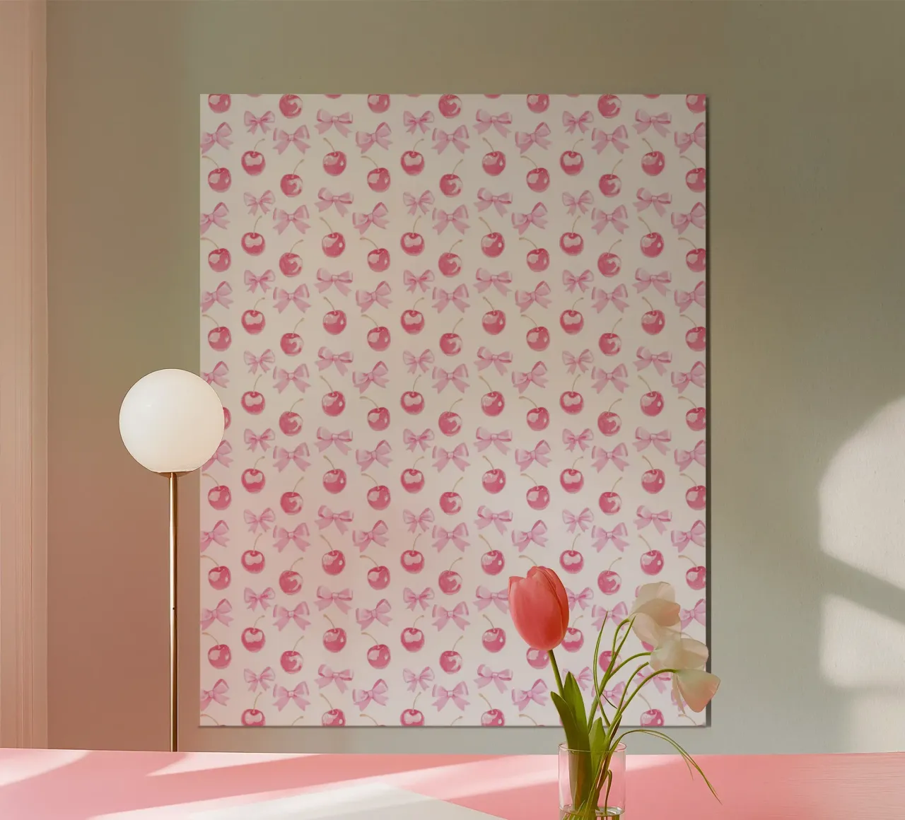 Boho Botanical Rosa Kirschen Rosa Schleife Coquette Ästhetik Y2K Hahnemühle von Gentle Echoes Art