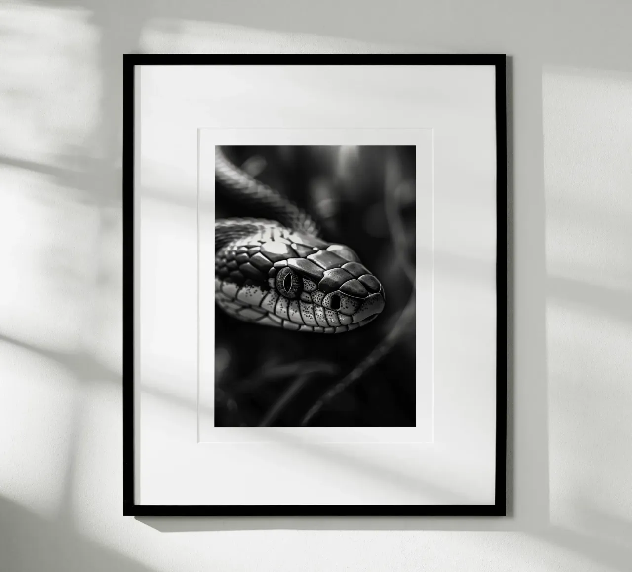 Serpente maestoso poster con telaio in alluminio da Monochrome