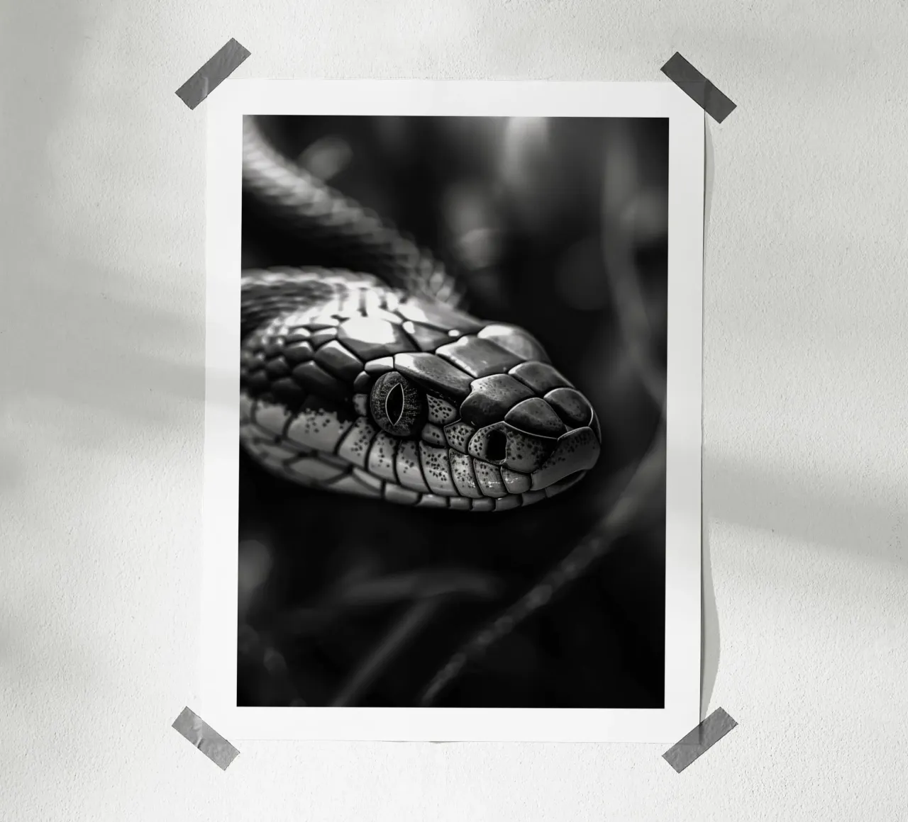 Serpente maestoso poster con telaio in alluminio da Monochrome