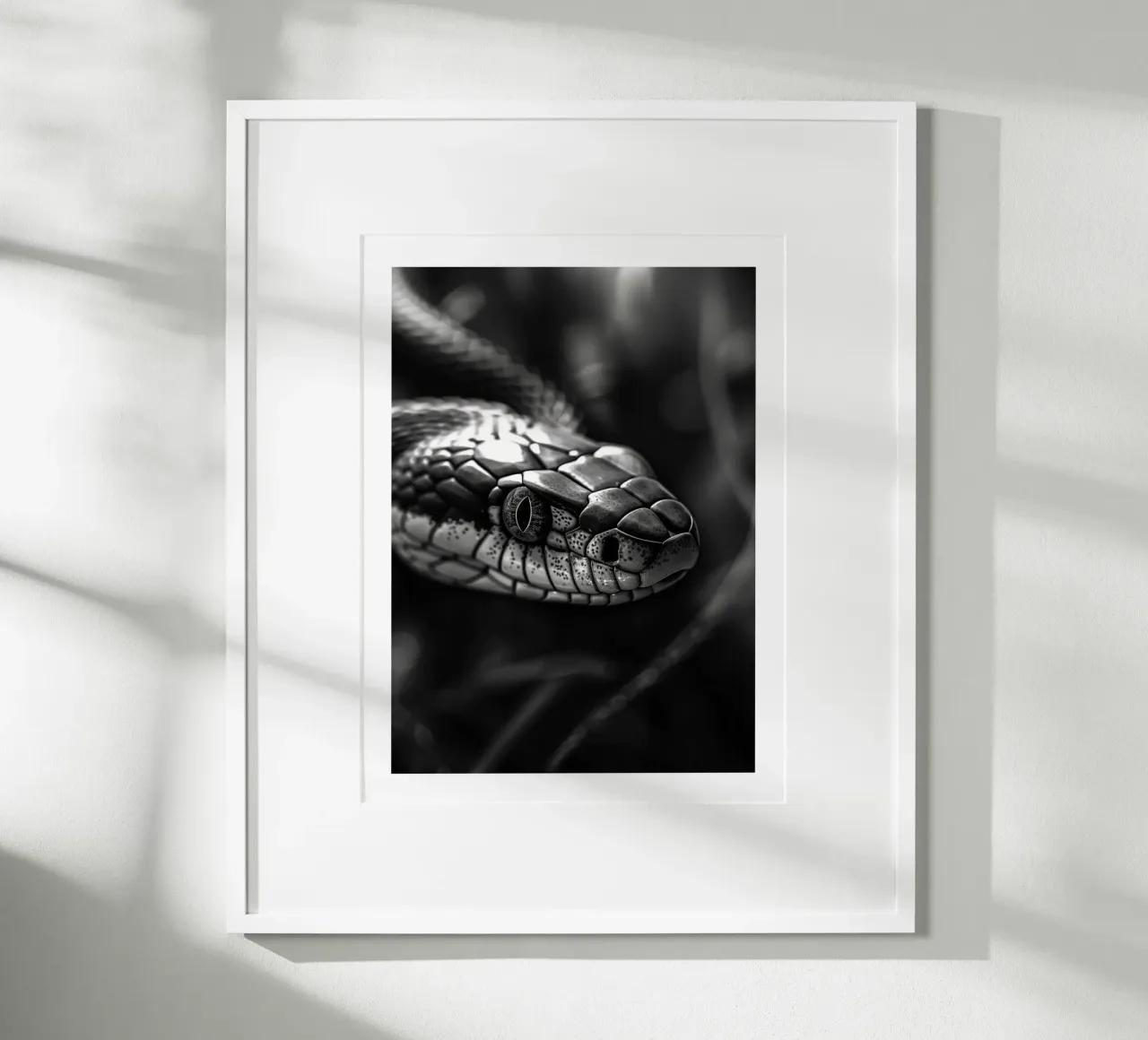 Serpente maestoso poster con telaio in alluminio da Monochrome