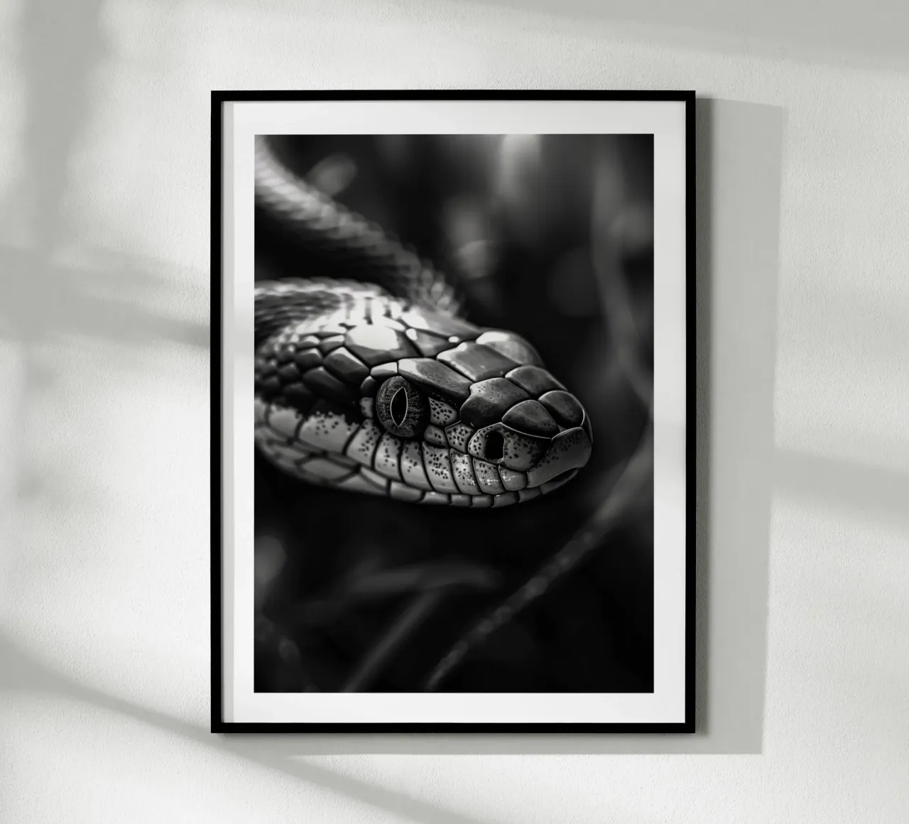 Serpente maestoso poster con telaio in alluminio da Monochrome