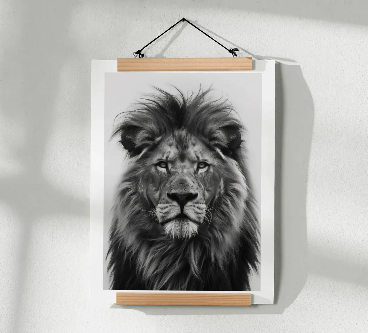 Maestoso ritratto di un leone poster con telaio in alluminio da Monochrome
