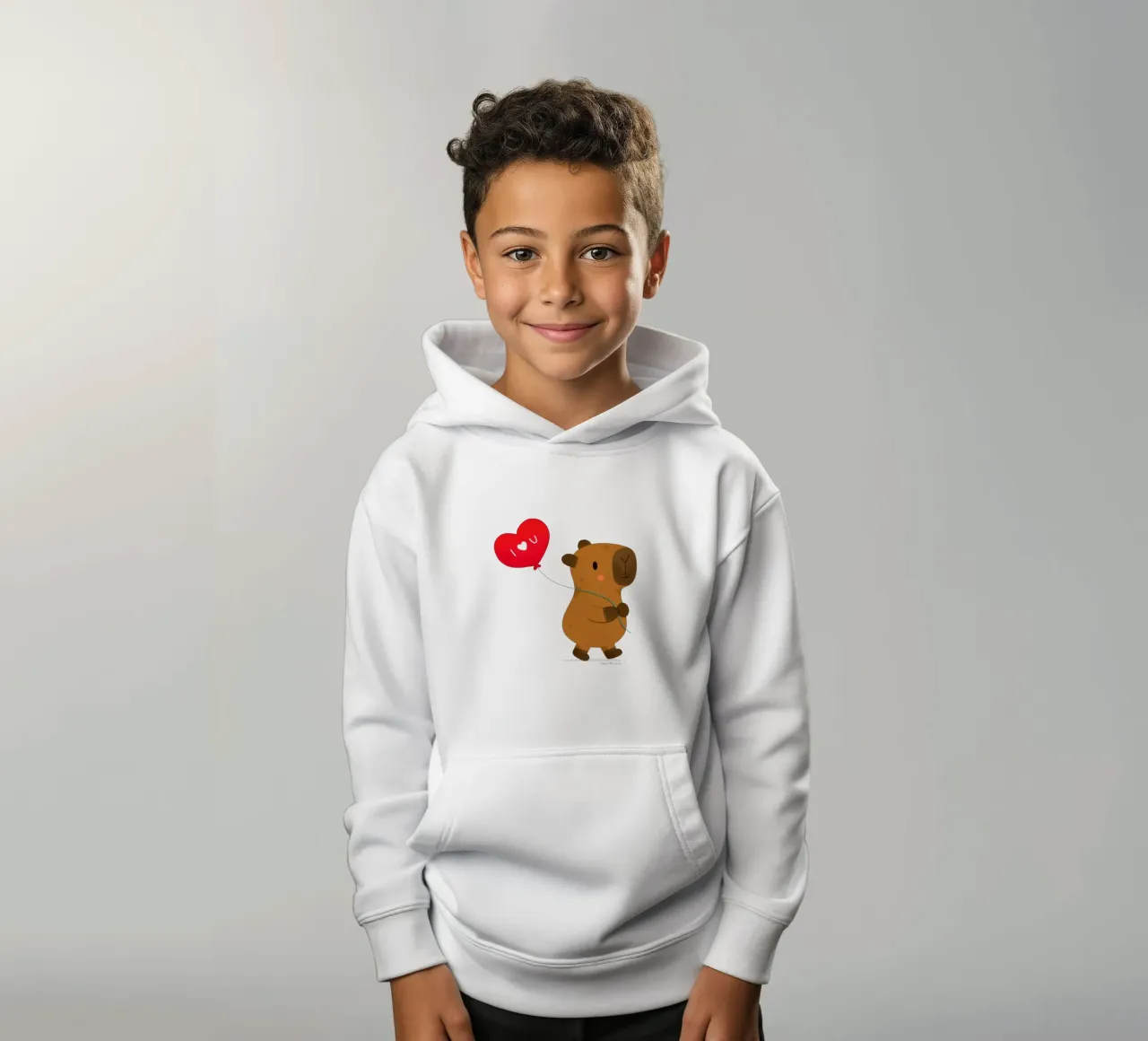 Capibara con pallone a cuore - Ti amo felpa bambino con cappuccio da julianamotzko