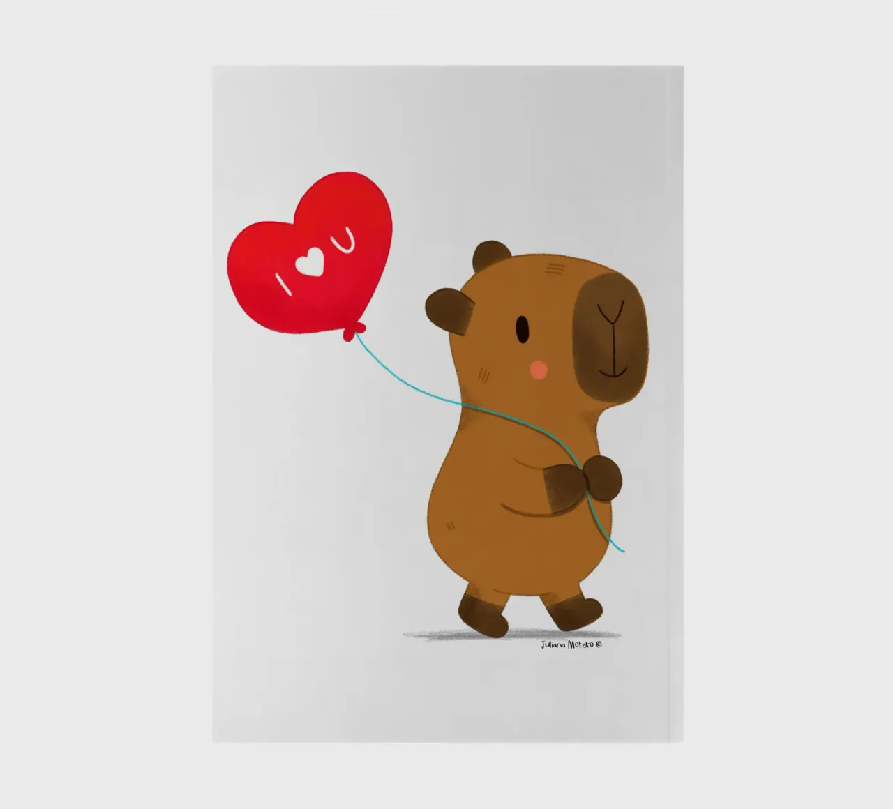 Capybara avec ballon en forme de cœur - Je t'aime carnet de notes de julianamotzko