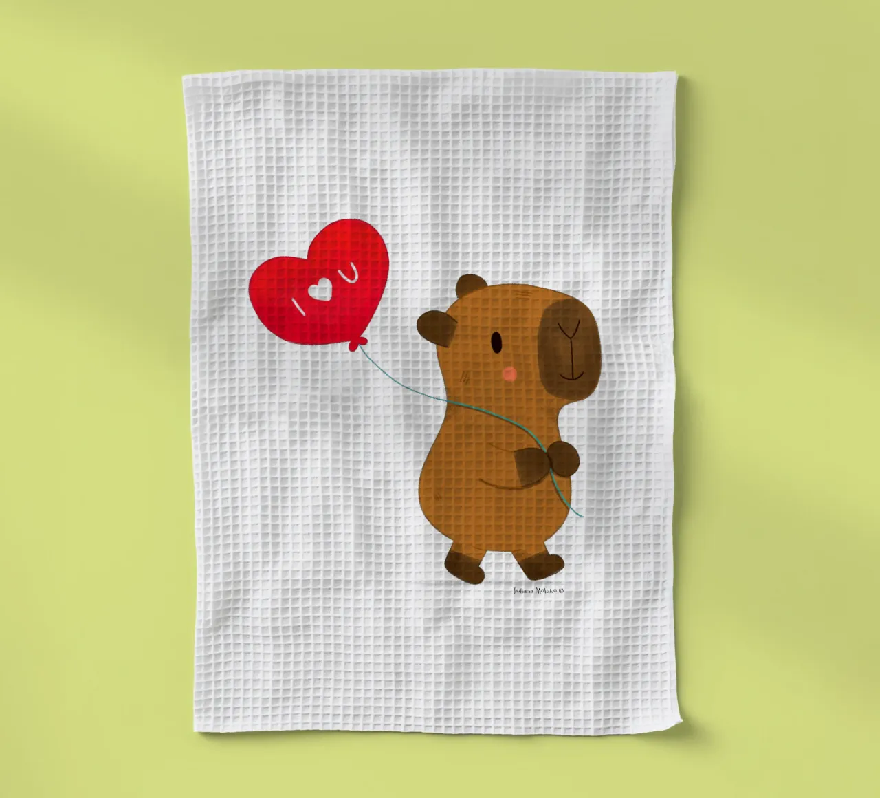Capibara con pallone a cuore - Ti amo canovaccio da cucina da julianamotzko