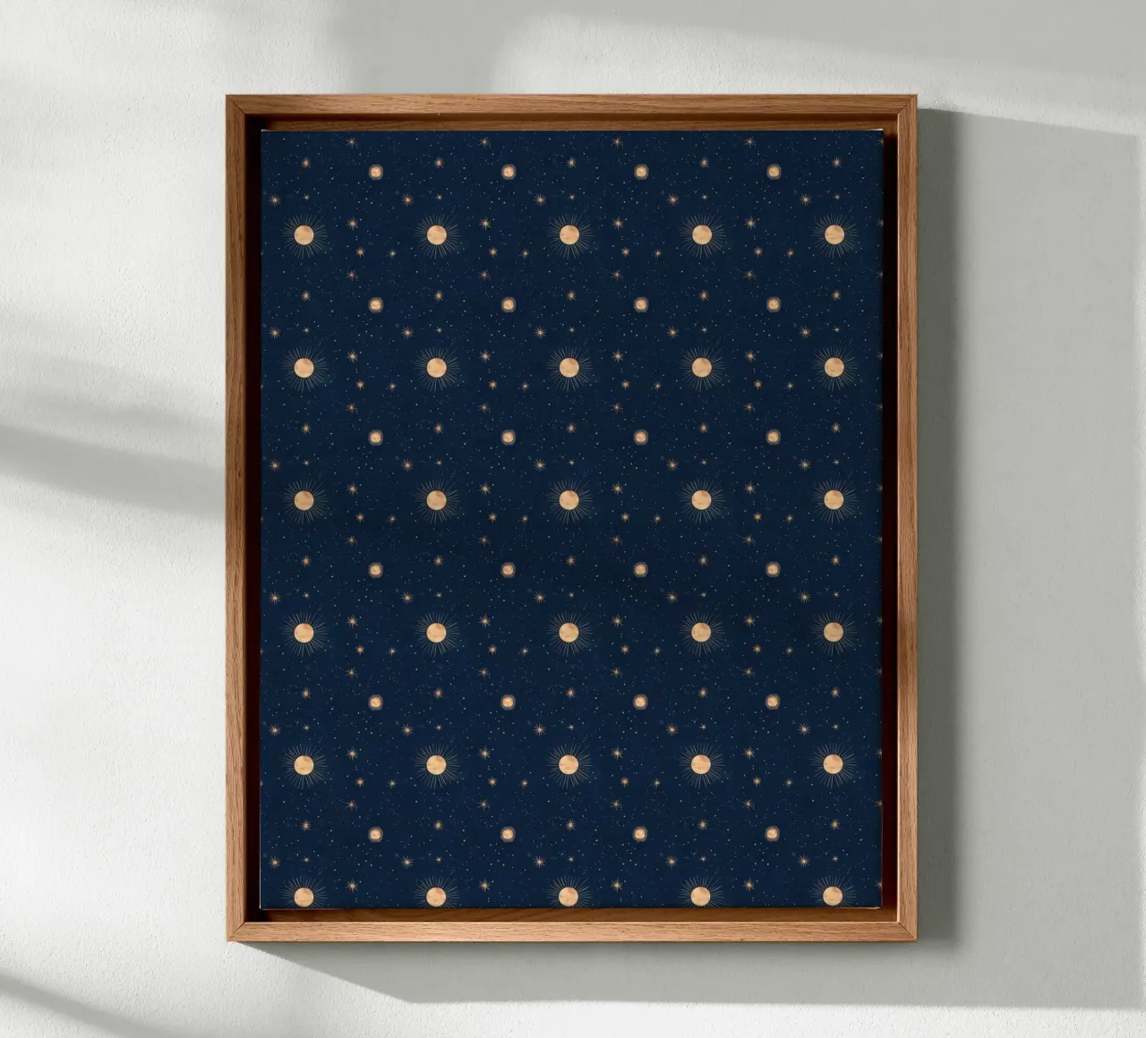 Boho Gouden Zon Sterren Maan Spiritueel Hemelse Astrologie Kunst canvas met Baklijst van Gentle Echoes Art