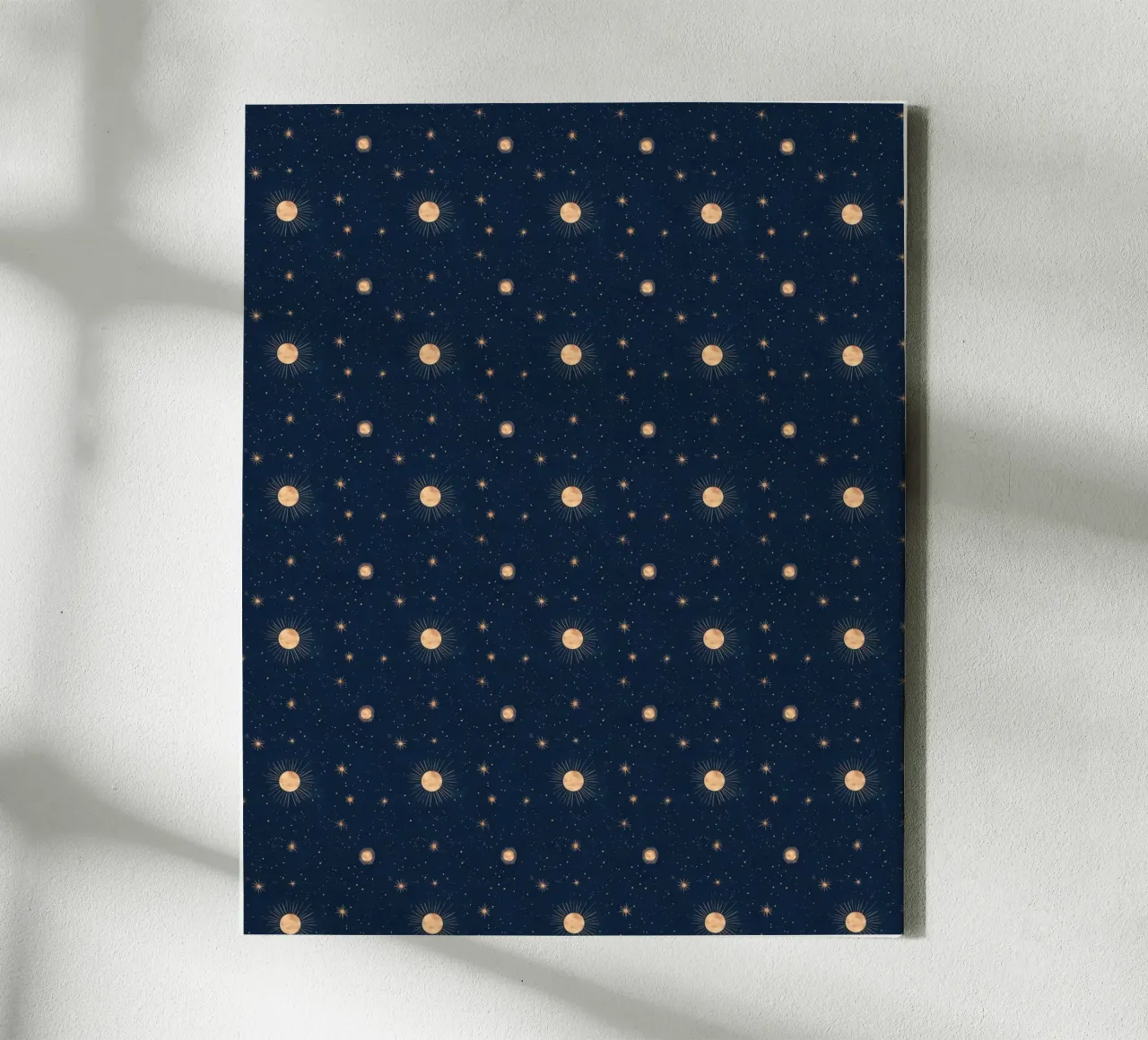 Boho Gouden Zon Sterren Maan Spiritueel Hemelse Astrologie Kunst canvas met Baklijst van Gentle Echoes Art