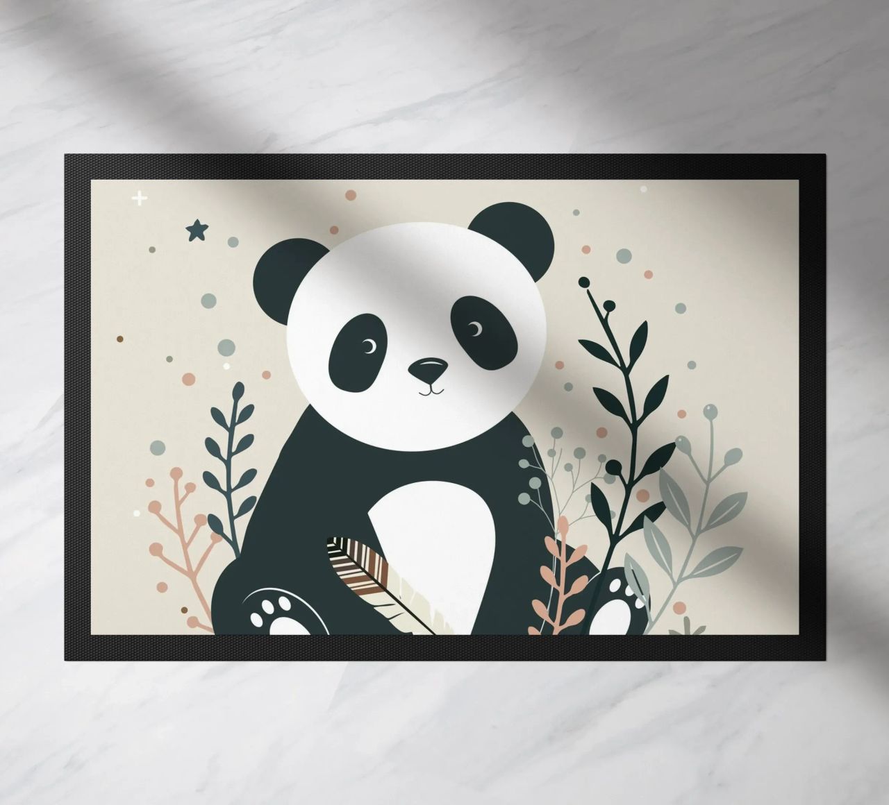 Panda con piuma - Un affascinante motivo naturalistico zerbino da namosh