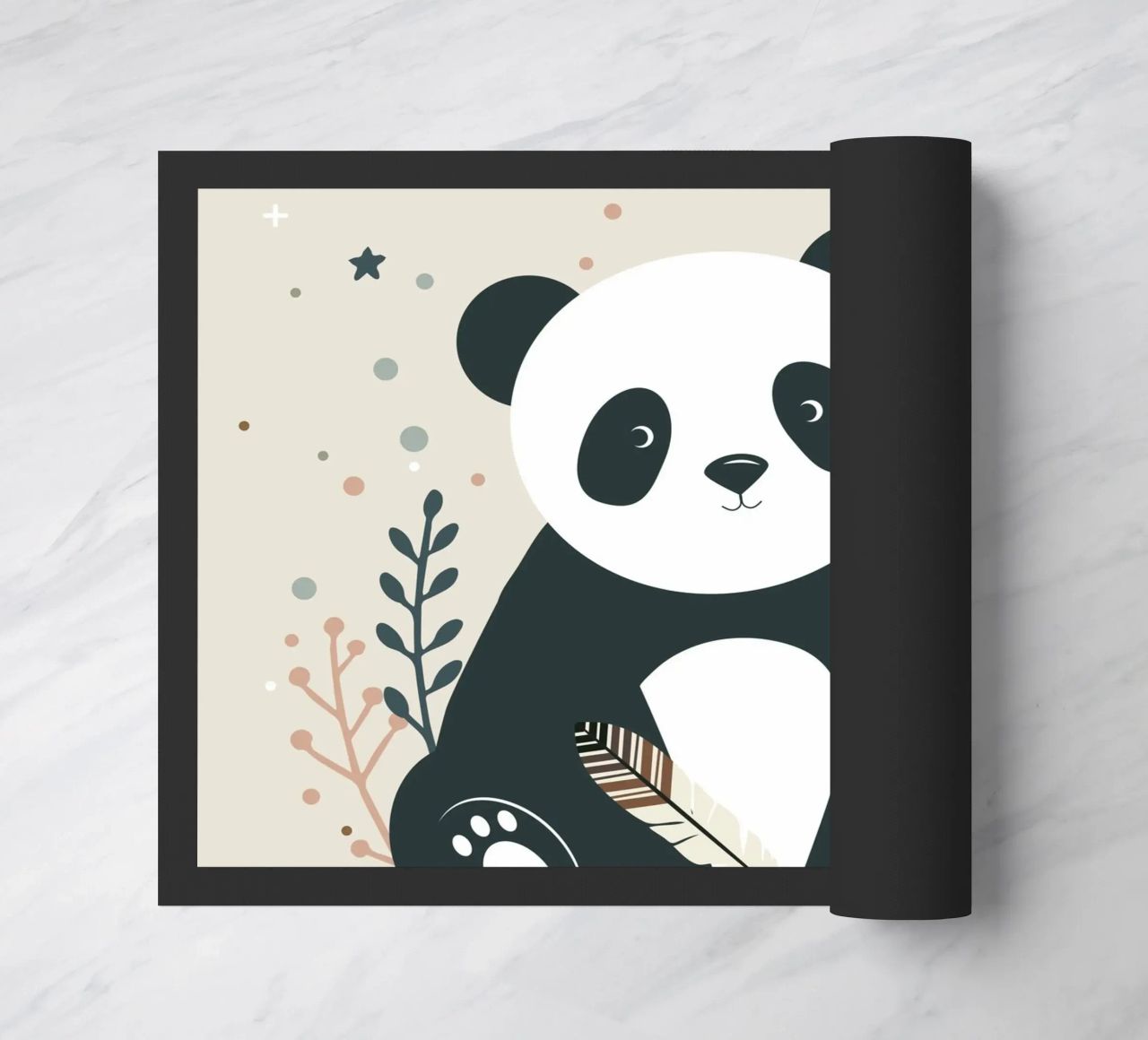 Panda con piuma - Un affascinante motivo naturalistico zerbino da namosh