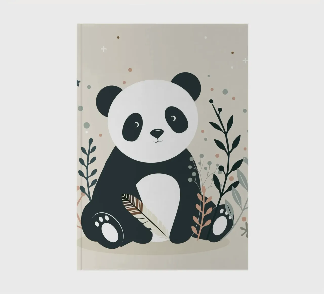 Panda with feather - Charming nature motif notebook by namosh