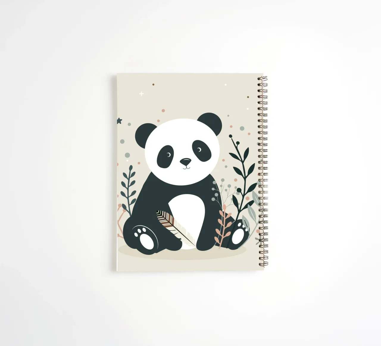 Panda with feather - Charming nature motif spiral notebook by namosh