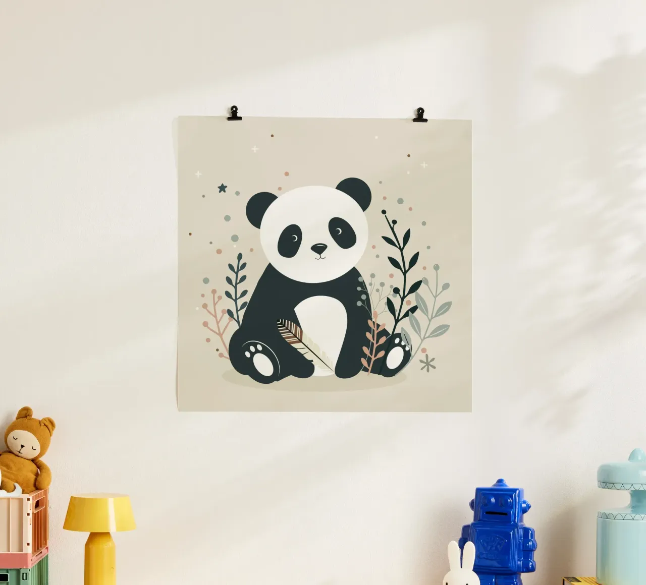 Panda with feather - Charming nature motif hahnemühle by namosh