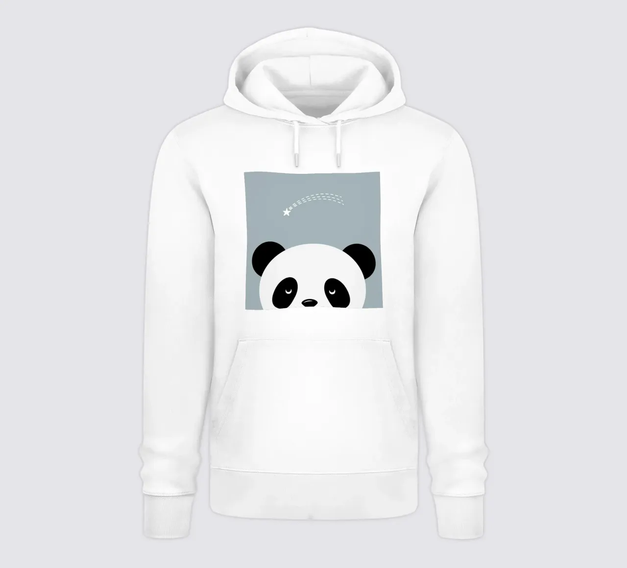 Panda e stella cadente - design animale minimalista felpa con cappuccio da namosh