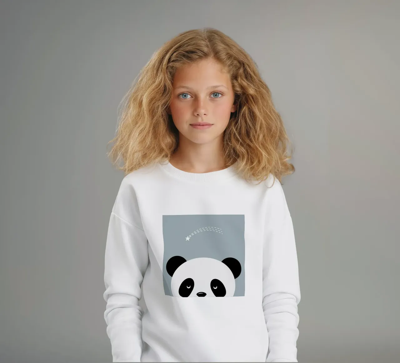 Panda e stella cadente - design animale minimalista felpa bambino da namosh