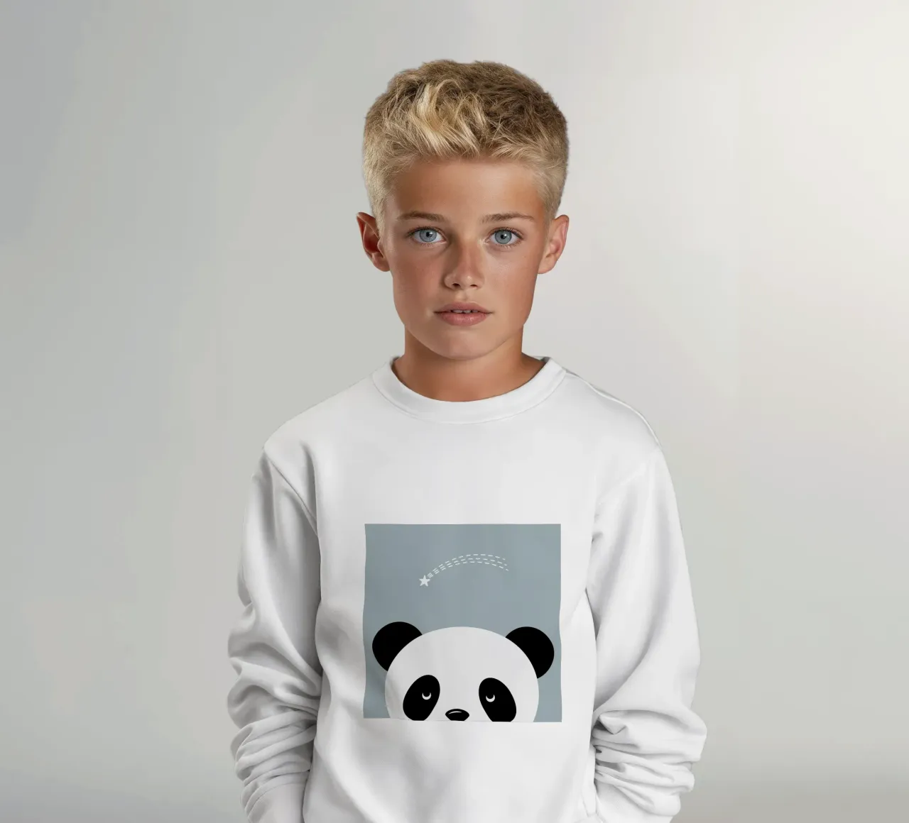 Panda e stella cadente - design animale minimalista felpa bambino da namosh
