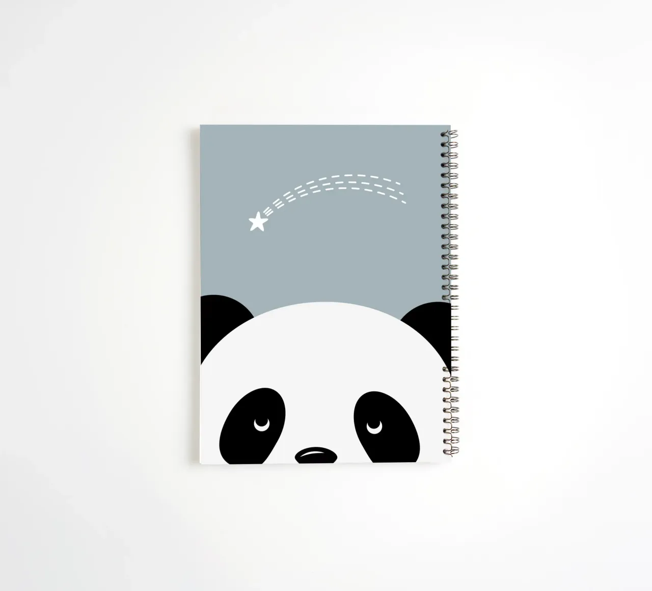 Panda and shooting star - minimalist animal design spiral notebook by namosh