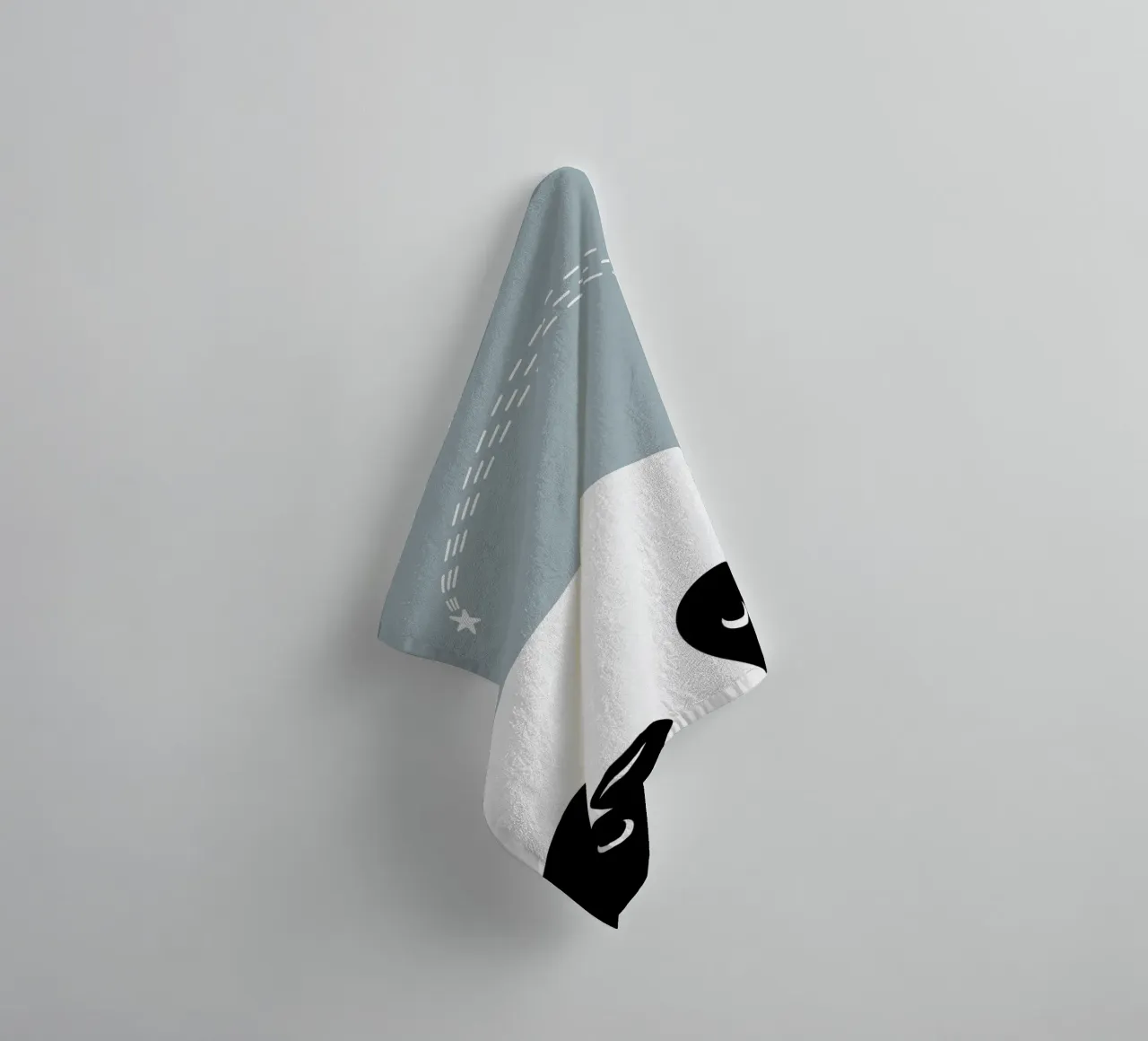 Panda e stella cadente - design animale minimalista asciugamano da bagno da namosh