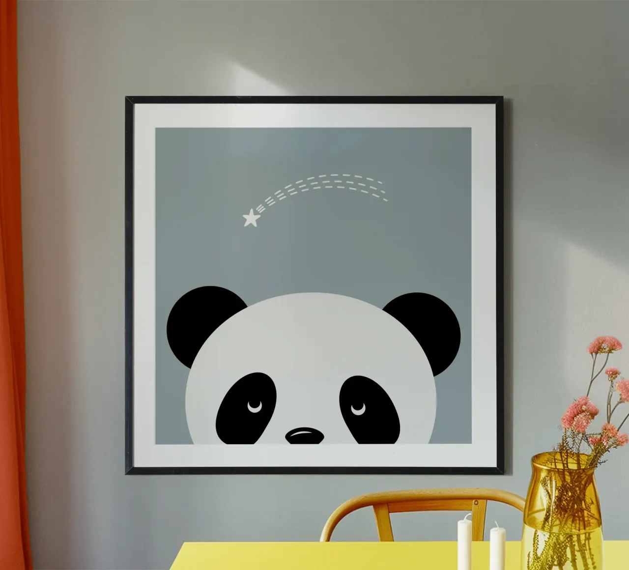 Panda e stella cadente - design animale minimalista carta hahnemühle da namosh