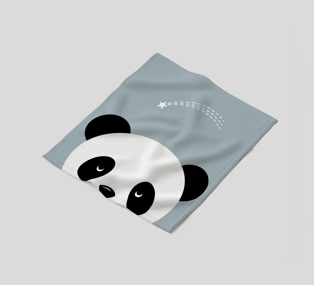 Panda and shooting star - minimalist animal design fleece blanket by namosh