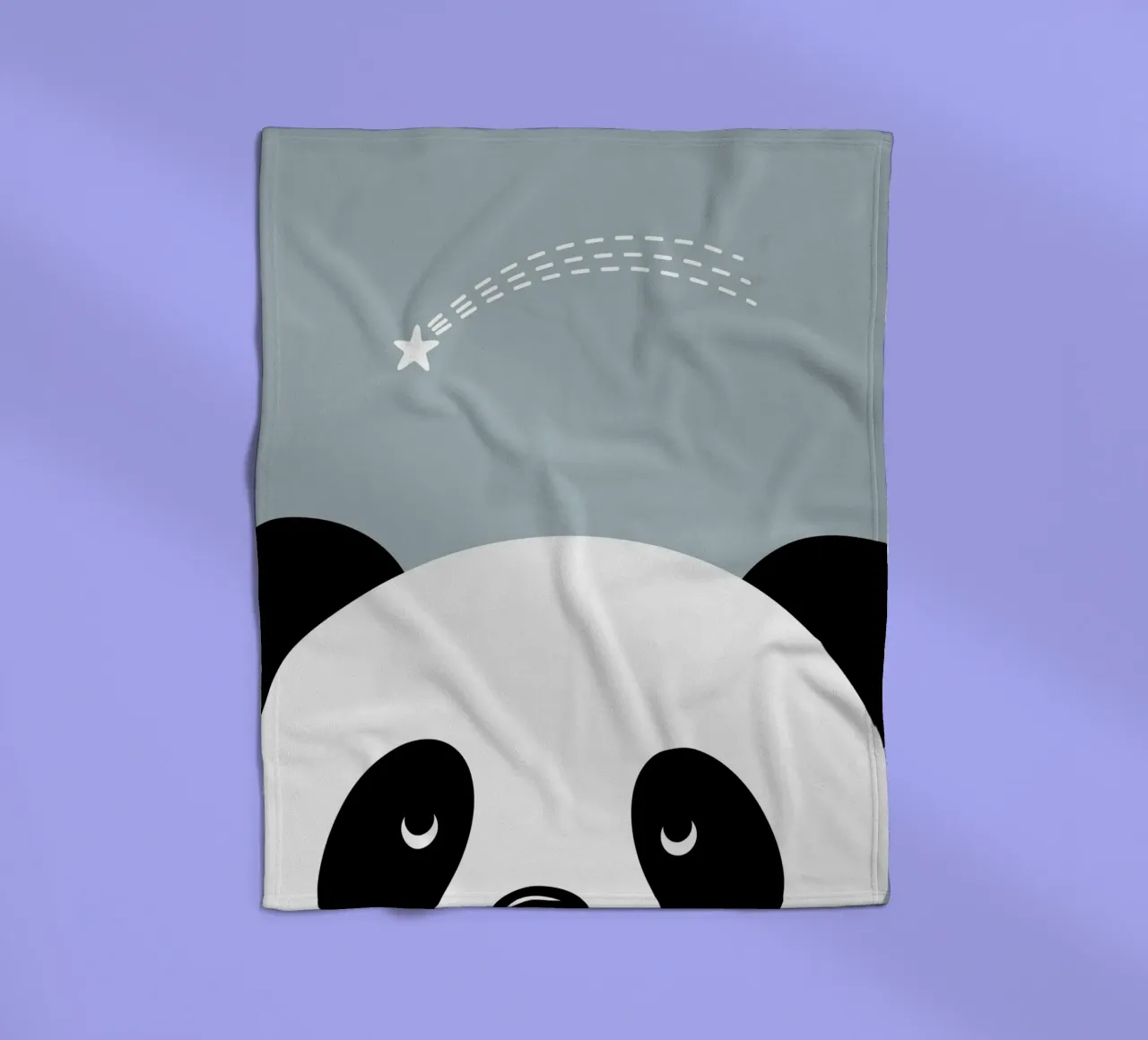 Panda and shooting star - minimalist animal design fleece blanket by namosh