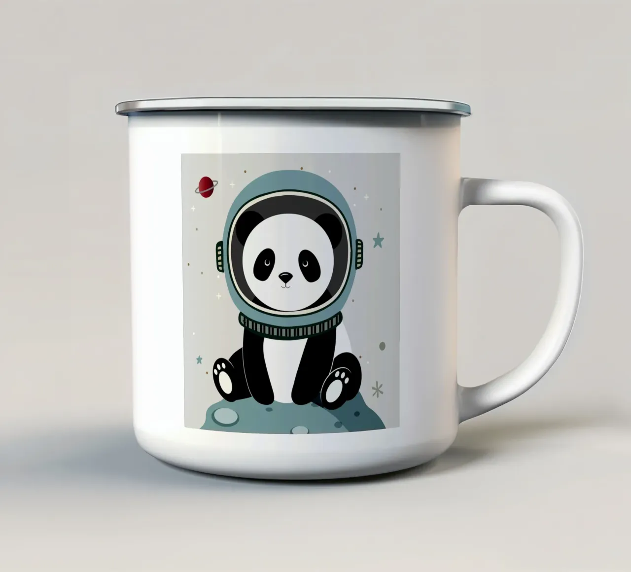 Panda astronauta - Illustrazione spaziale immaginaria tazza in smalto da namosh