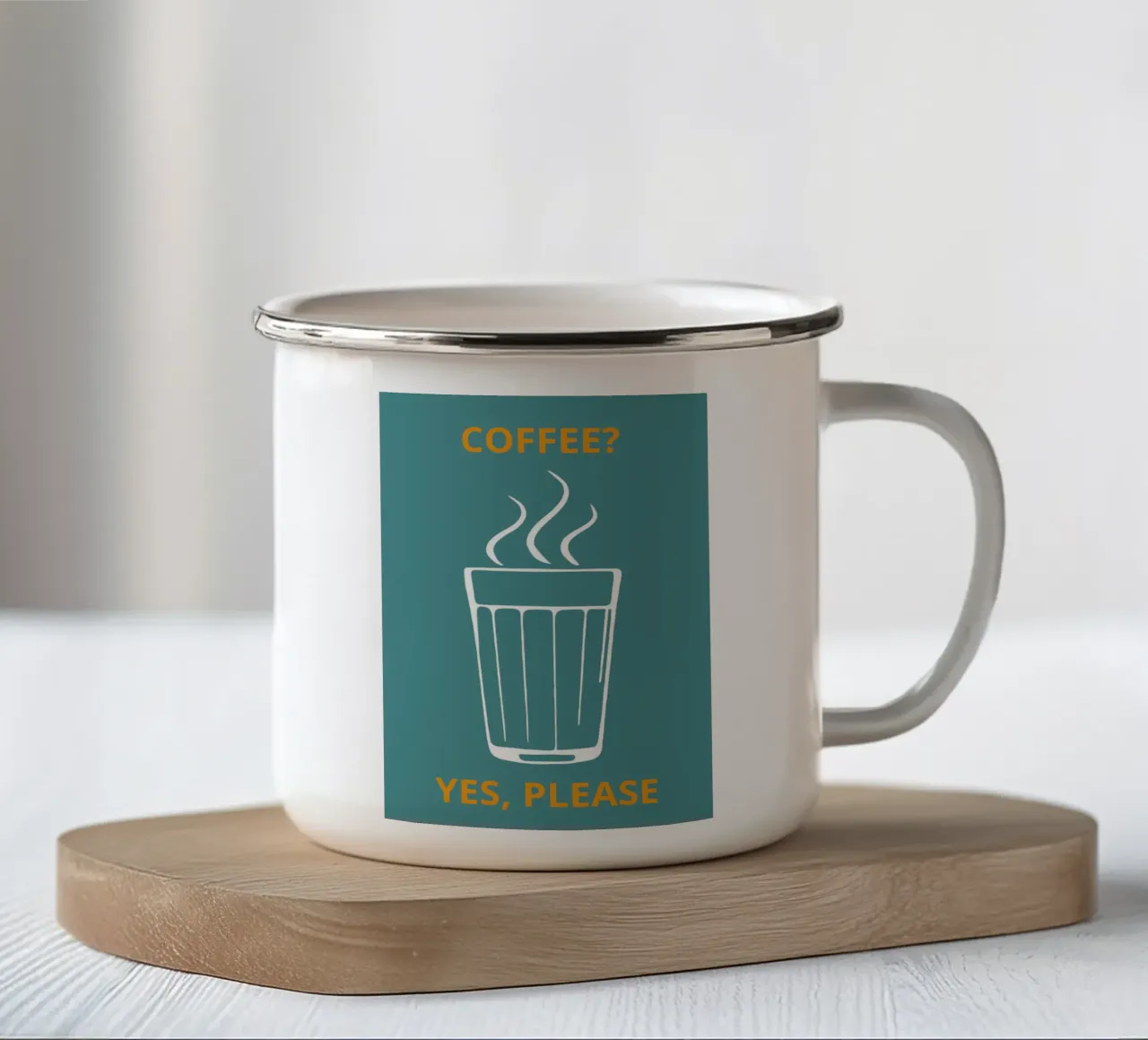 COFFEE? YES, PLEASE tazza in smalto da LisaArtes