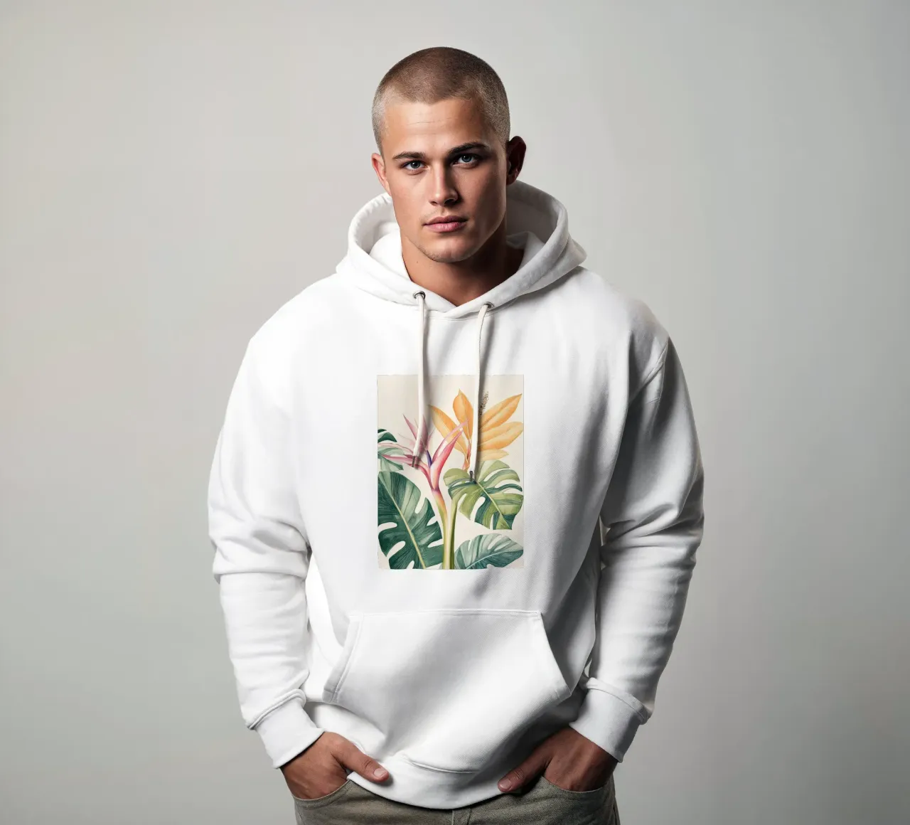 Boho Botanico Pianta tropicale Uccello del Paradiso Foglia di Monstera felpa con cappuccio da Gentle Echoes Art