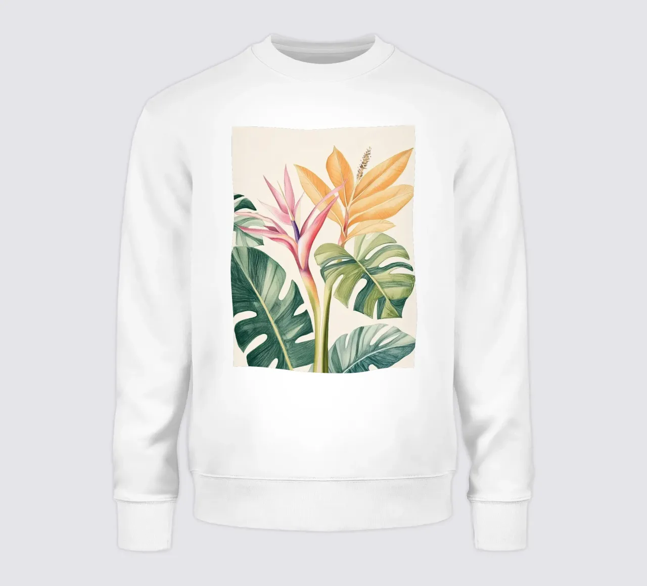 Boho Botanico Pianta tropicale Uccello del Paradiso Foglia di Monstera felpa da Gentle Echoes Art
