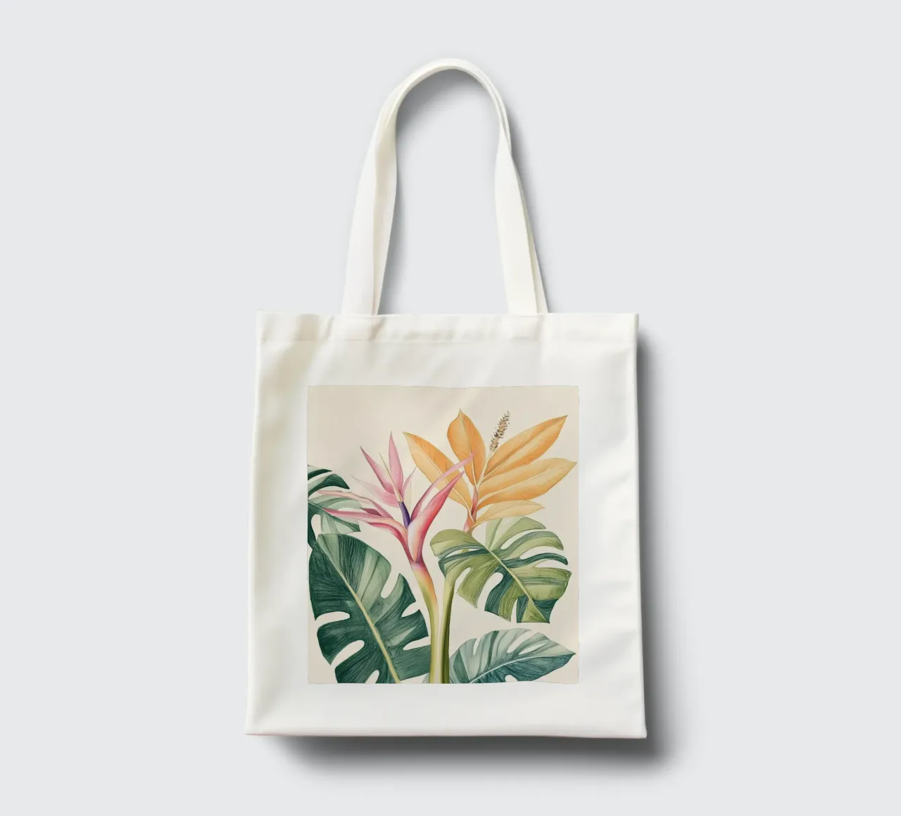 Boho Botanico Pianta tropicale Uccello del Paradiso Foglia di Monstera borsa in juta da Gentle Echoes Art