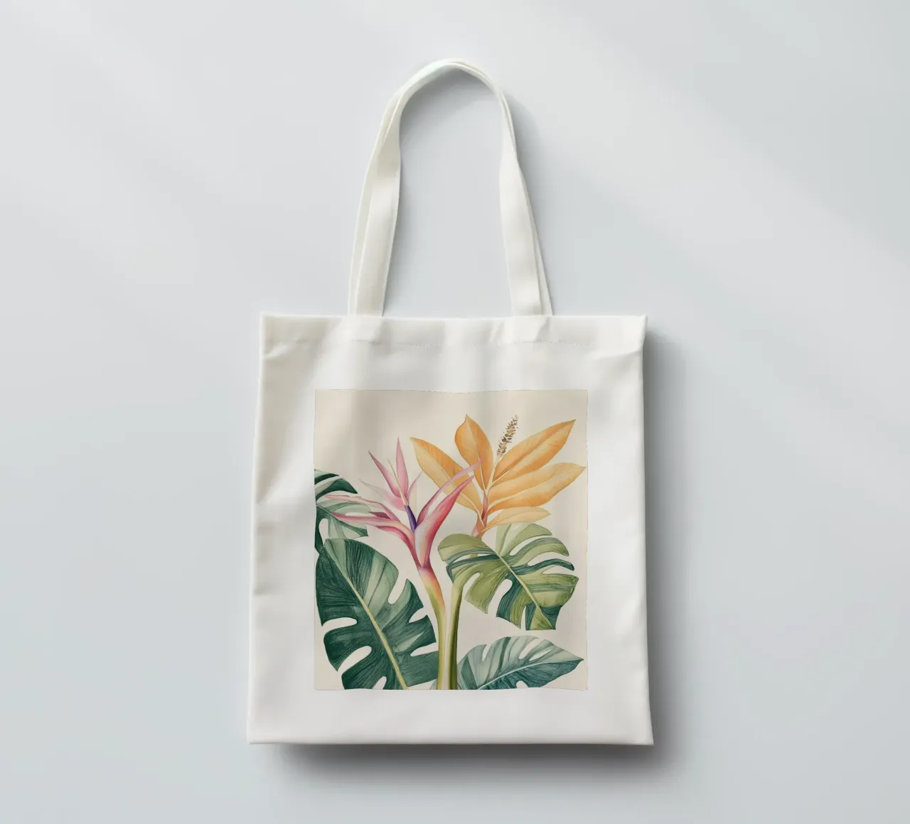 Boho Botanico Pianta tropicale Uccello del Paradiso Foglia di Monstera borsa in juta da Gentle Echoes Art