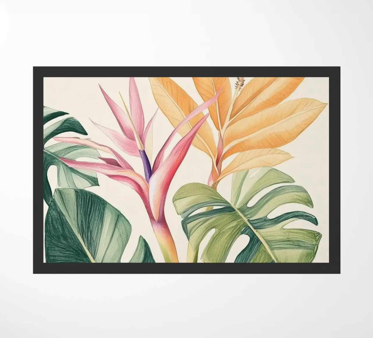 Boho Botanico Pianta tropicale Uccello del Paradiso Foglia di Monstera zerbino da Gentle Echoes Art