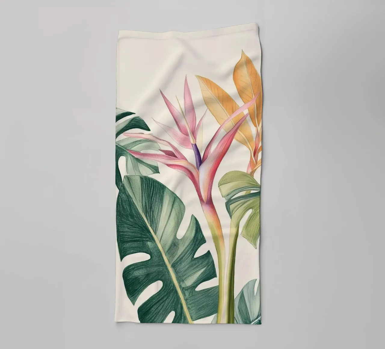 Boho Botanico Pianta tropicale Uccello del Paradiso Foglia di Monstera asciugamano da bagno da Gentle Echoes Art