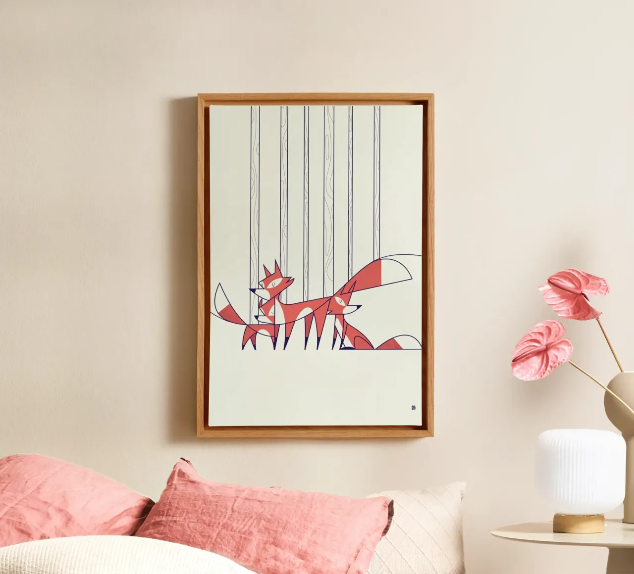 Foxes canvas met Baklijst van Ale Giorgini