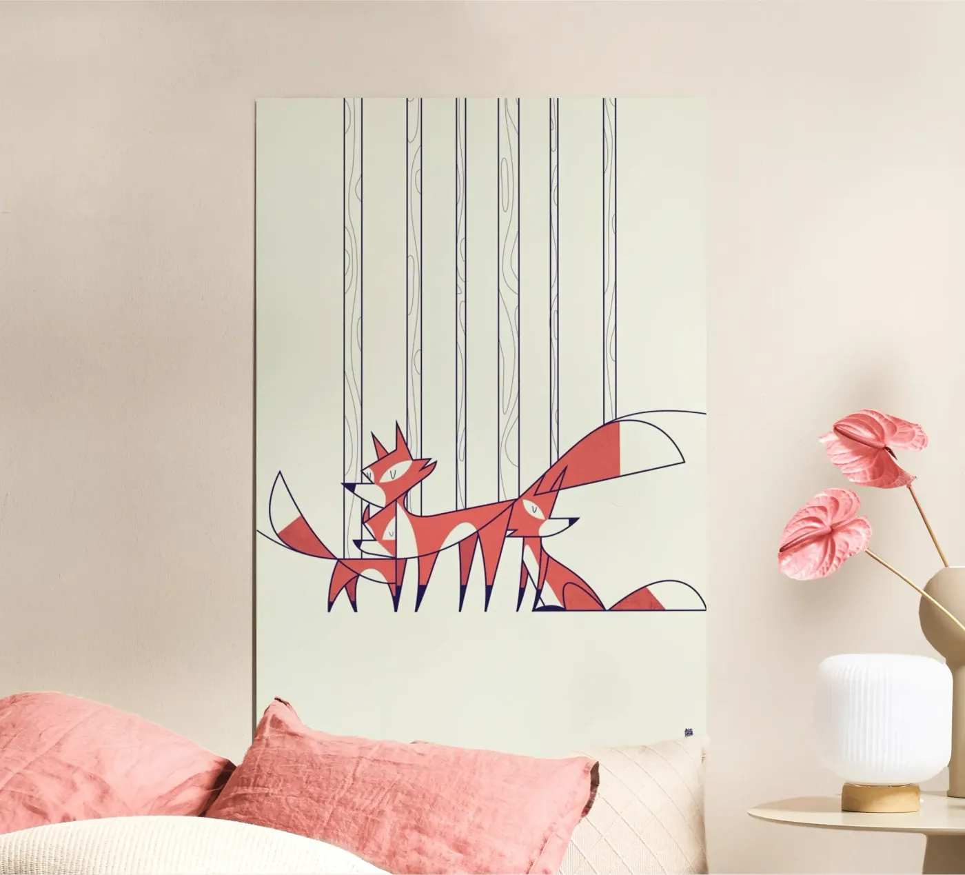 Foxes poster van Ale Giorgini