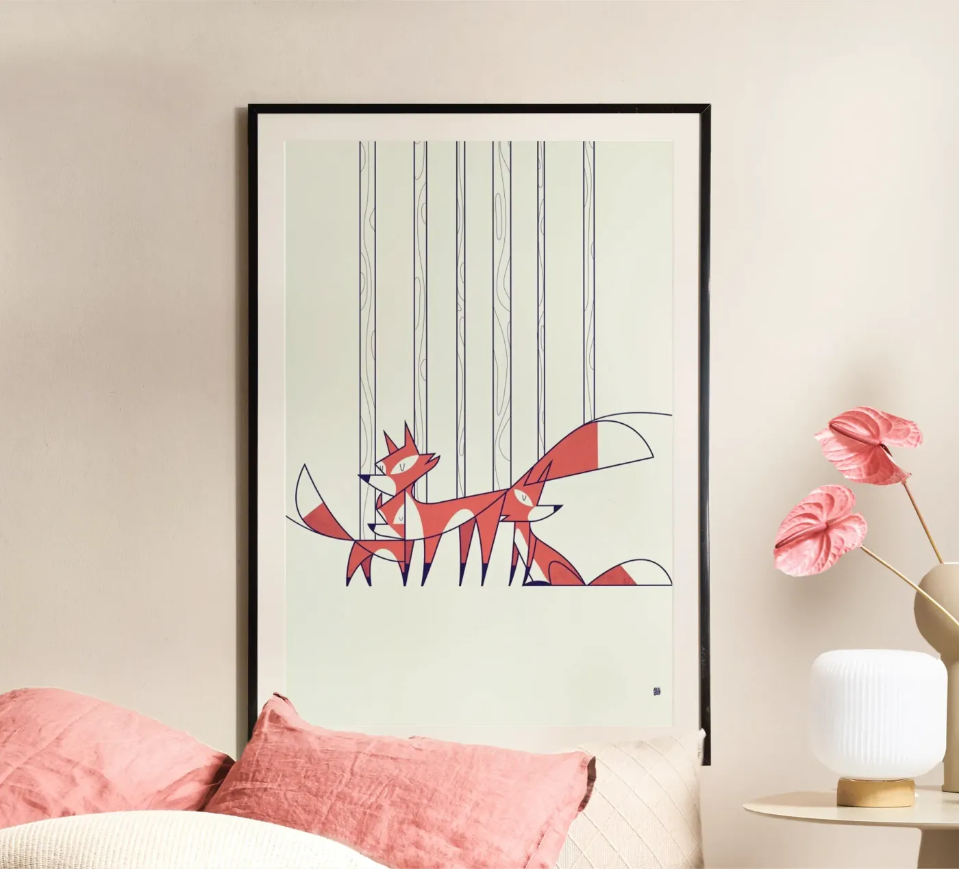 Foxes poster van Ale Giorgini