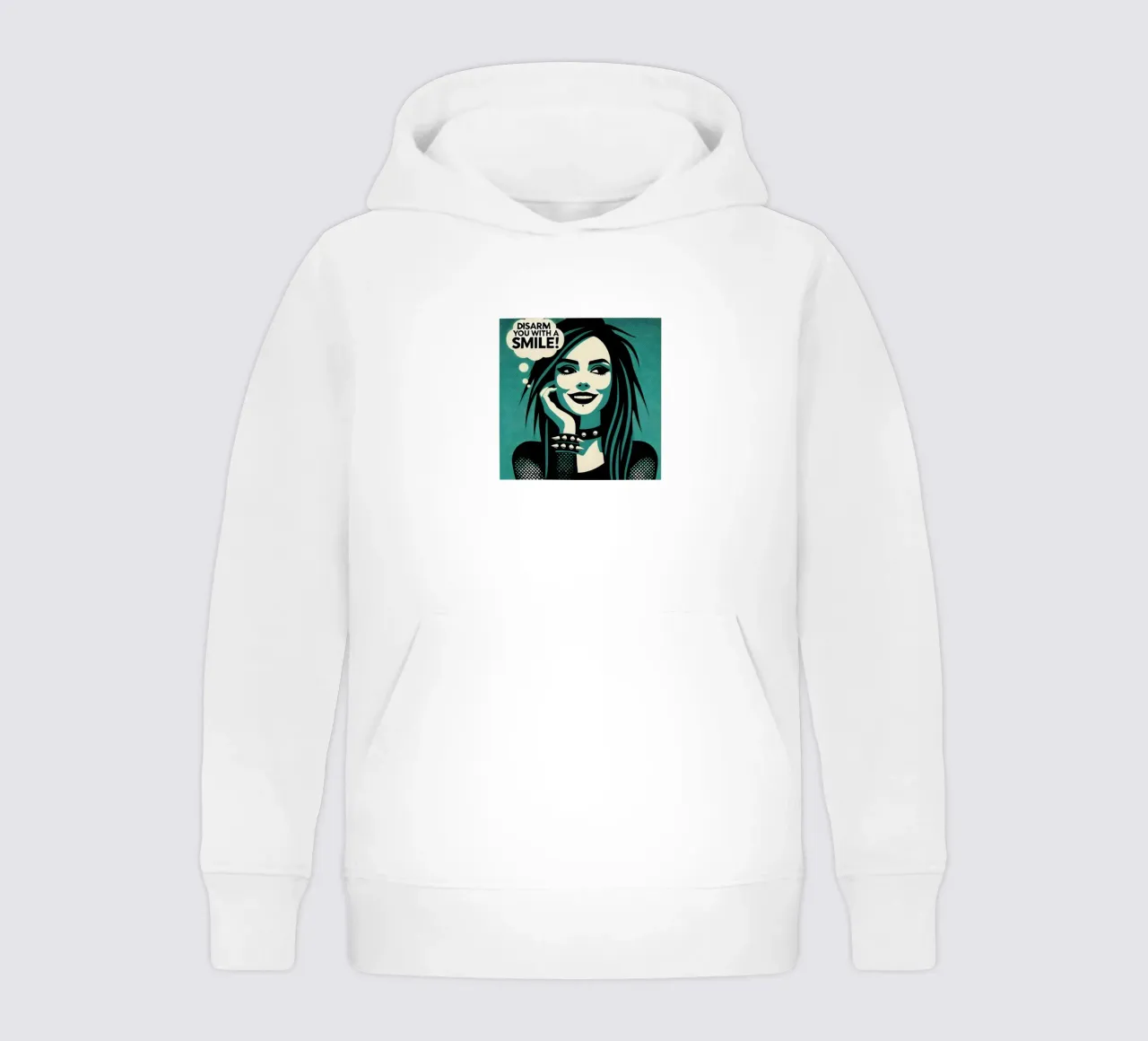 Disarm you with a smile - Vintage-Posterdruck kids hoodie by posterprints-by-nomad