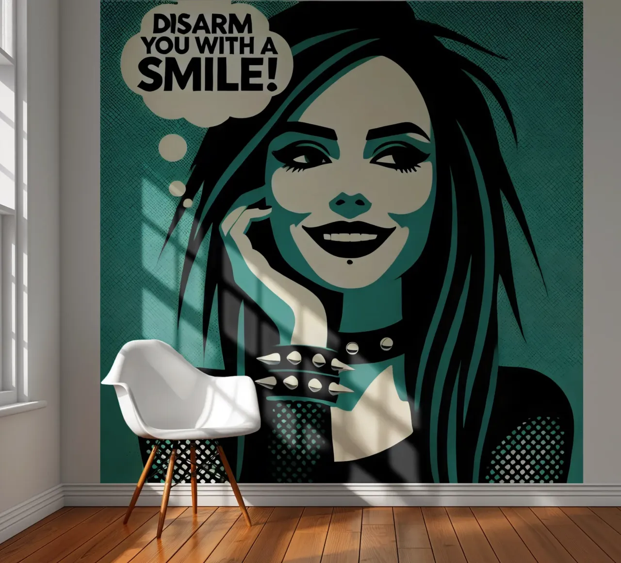Disarm you with a smile - Vintage-Posterdruck fotobehang van posterprints-by-nomad