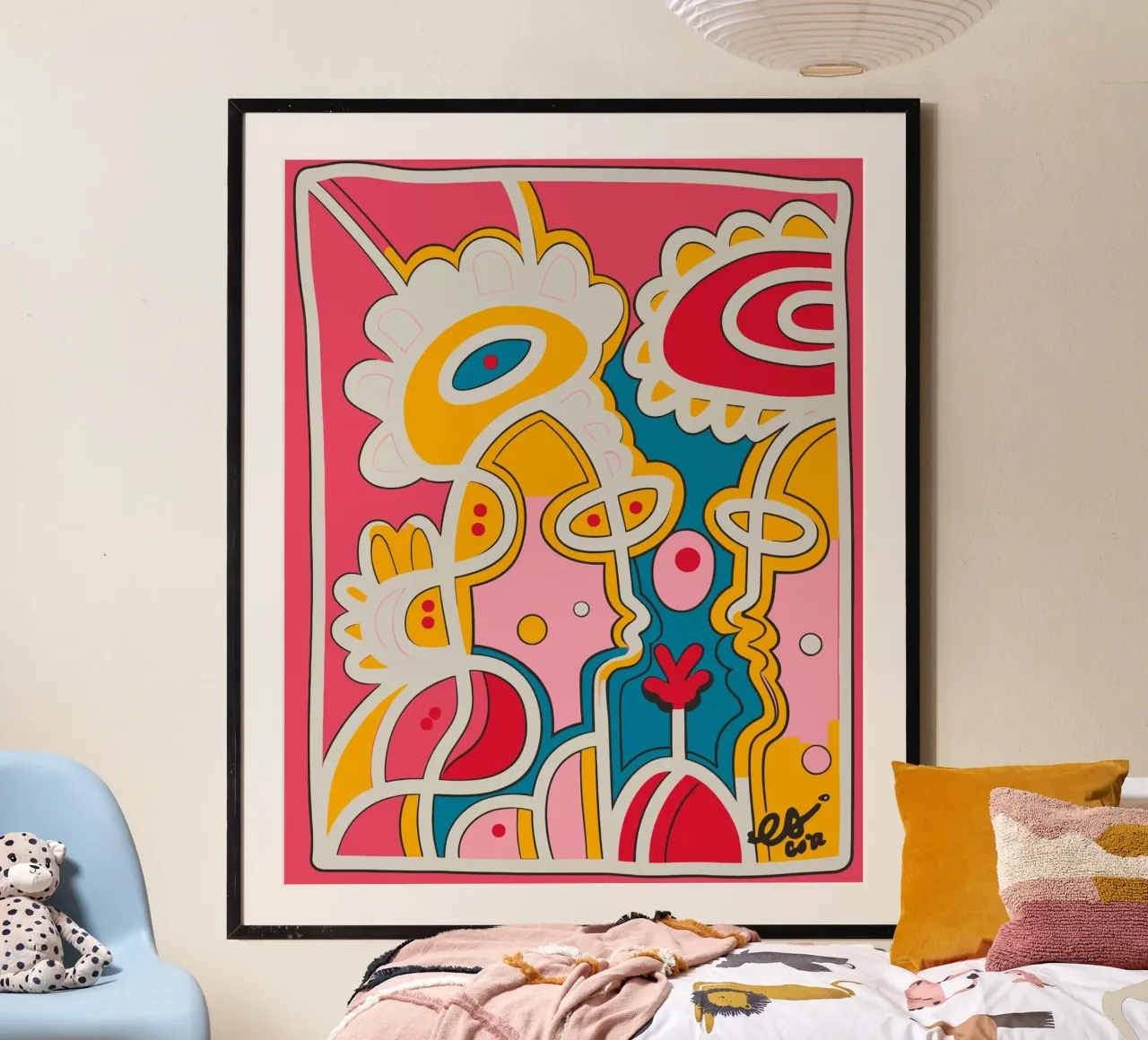 The Graffiti Pop Kiss poster con telaio in plastica da Signorino