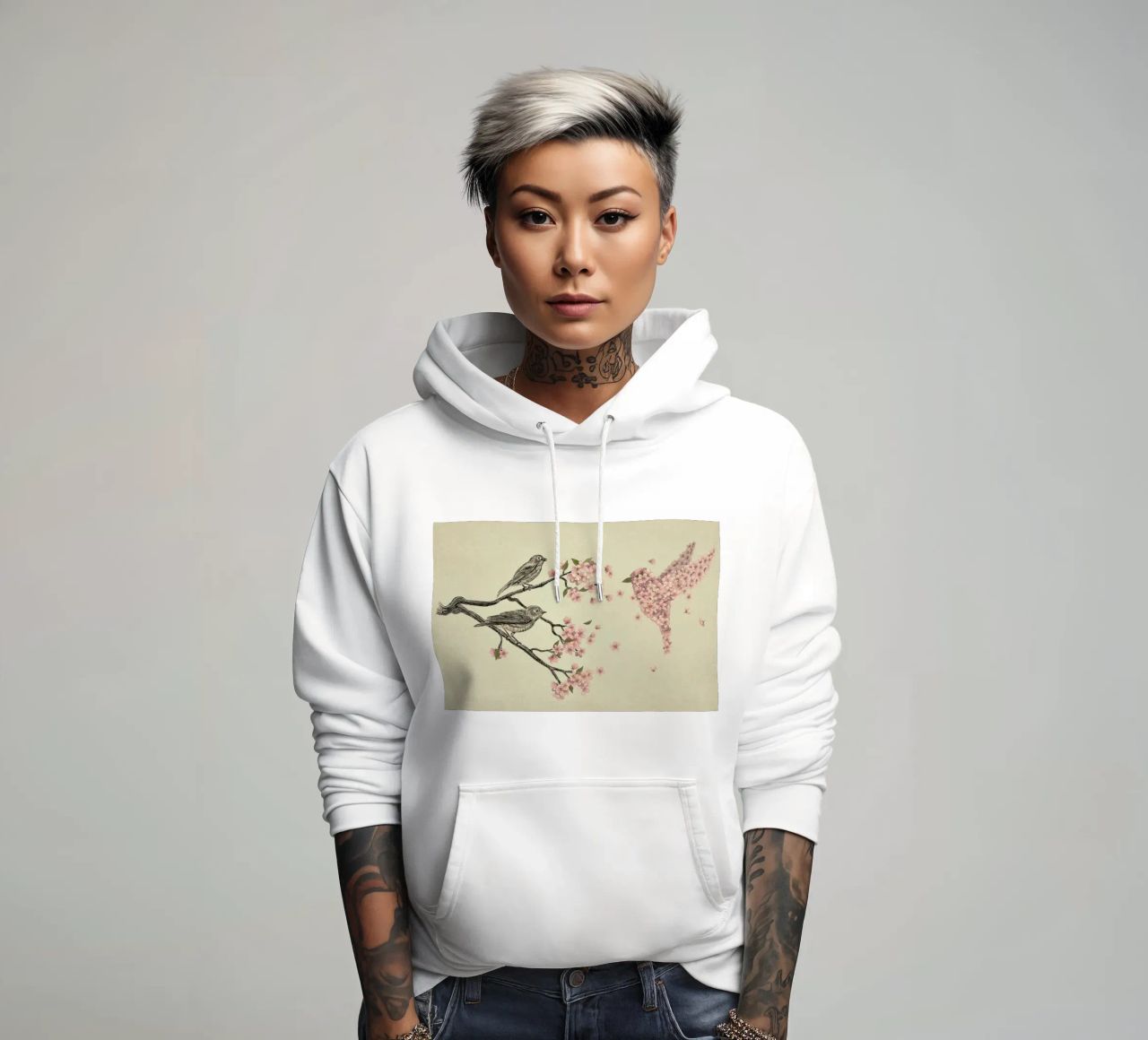 Blossom Bird sudadera con capucha de Terry Fan